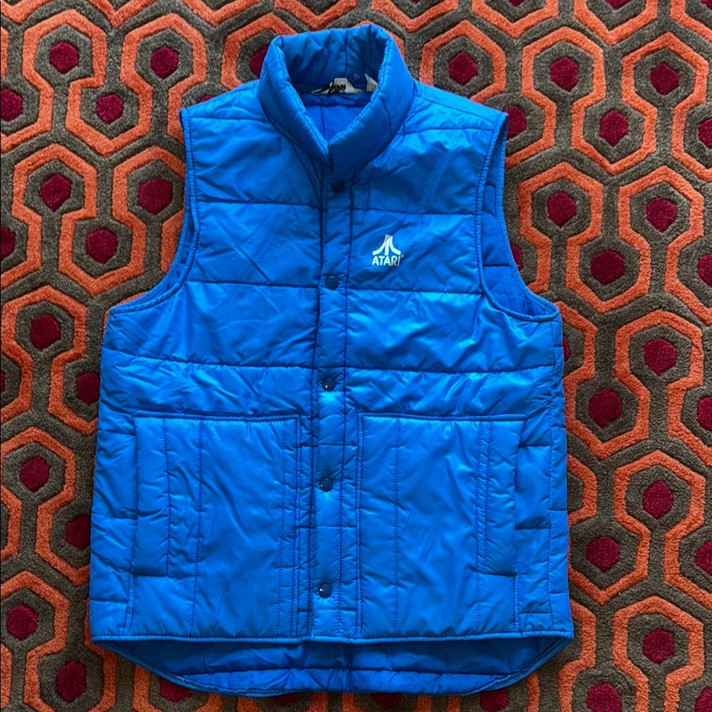 Vintage retro Atari Puffer Vest Men's Medium blue 1 West